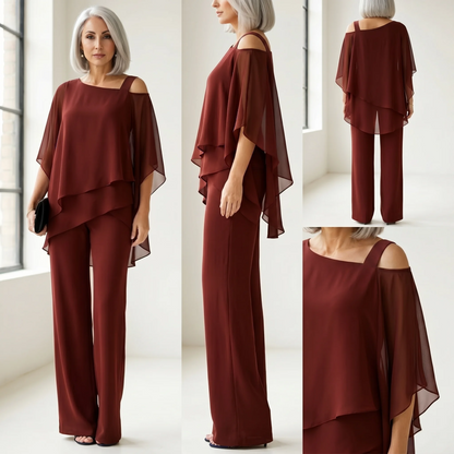 ⏳Προσφορά περιορισμένης διάρκειας⏰【50-120KG】👚👖Γυναικείο σετ δύο τεμαχίων, σετ φιλικό προς το δέρμα με έξω τους ώμους✅【Μπλούζα + Παντελόνι】