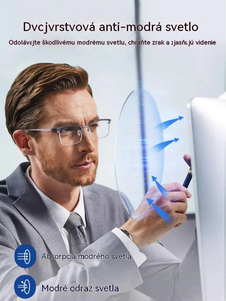 Inteligentné okuliare s automatickým zoomom proti modrému svetlu