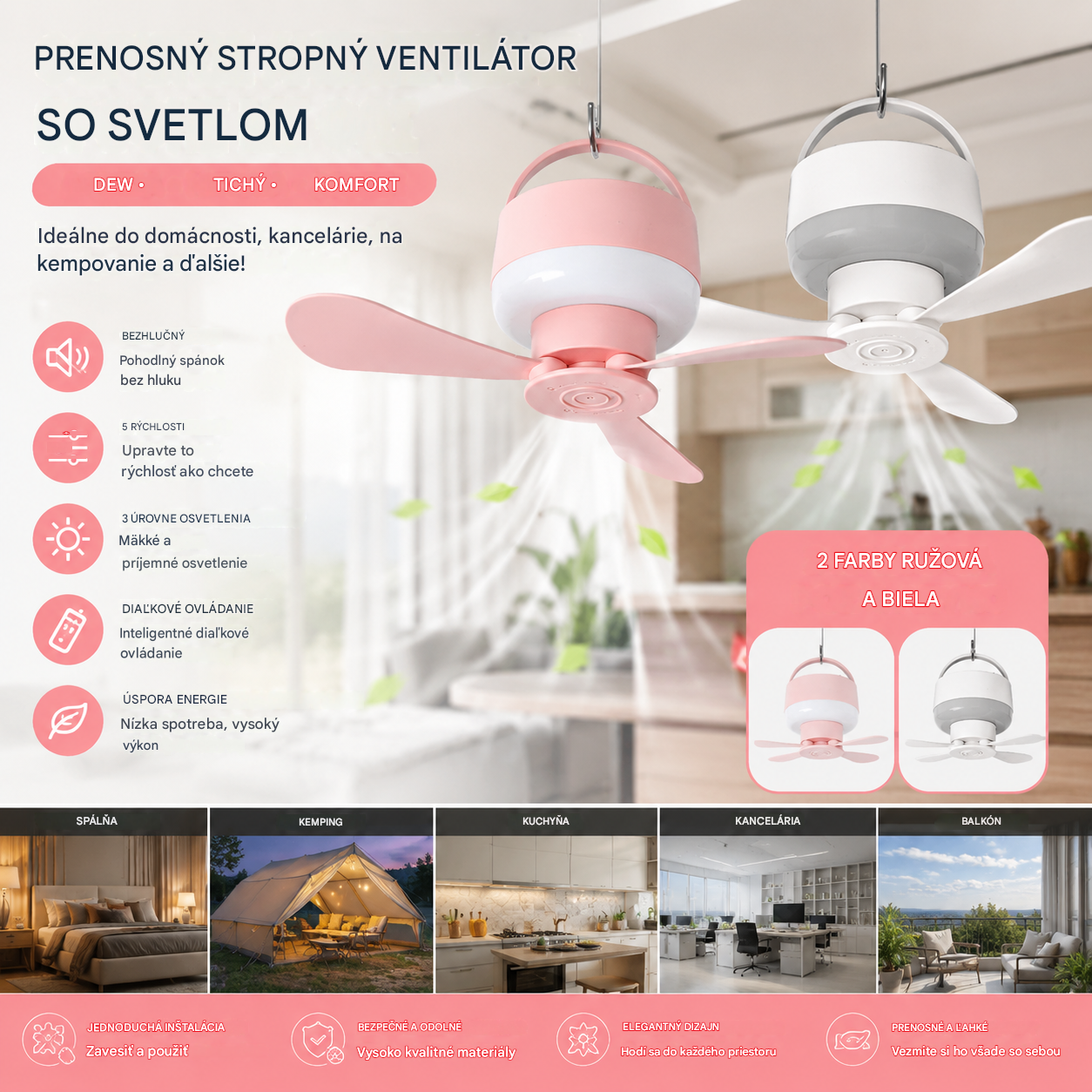⏰ Časovo obmedzená ponuka: Nabíjateľný stropný ventilátor s LED svetlom! 🌬️✨