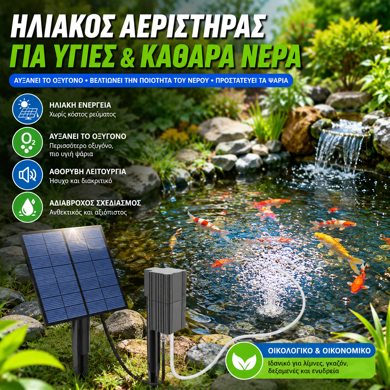 Αεριστήρας δεξαμενής αποθήκευσης νερού με ηλιακή ενέργεια και αντλία αέρα – Ηλιακή ενέργεια