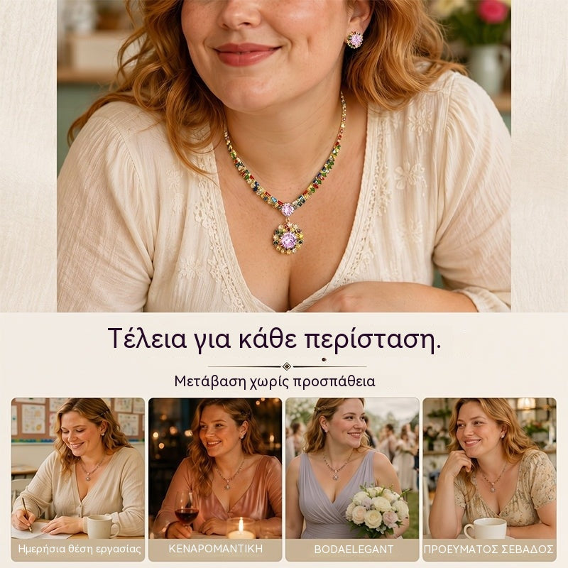 💎 ✨ Σετ κολιέ και σκουλαρίκια με λαμπερά κυβικά ζιρκόνια: διαχρονική κομψότητα, ένα τέλειο δώρο, ιδανικό για γάμους, πάρτι ή ως καθημερινό αξεσουάρ πολυτελείας 💍
