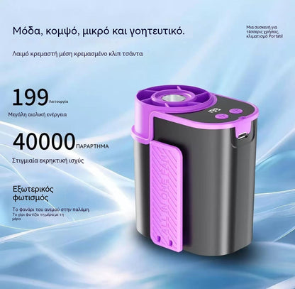 🌀 Ανεμιστήρας hands-free με οθόνη LED, ενσωματωμένο κλιπ και 199 ρυθμιζόμενα επίπεδα