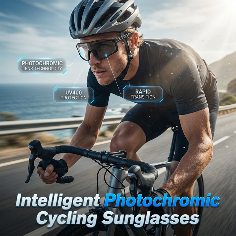 🚴 ✨【Αγοράστε 1, πάρτε 1 δωρεάν】 50% ΕΚΠΤΩΣΗ! Φωτοχρωμικά γυαλιά ποδηλασίας – Γκρι φακοί, UV400, Υπερελαφριά ✨