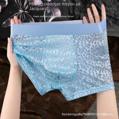 【L-4XL】Ανδρικό εσώρουχο από μετάξι Ice Mesh, Plus Size, αναπνεύσιμο.