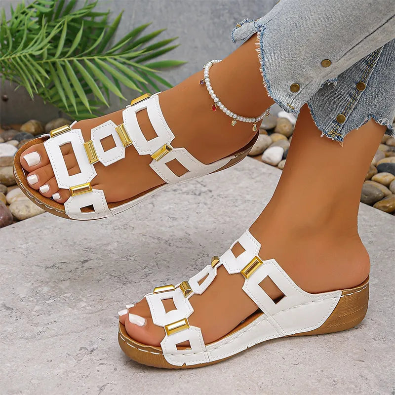 👡【Άνετα, χωρίς κόπωση στο περπάτημα】Ρετρό σανδάλια με πλατφόρμα και τακούνι σφήνας (ορθοπεδικά)