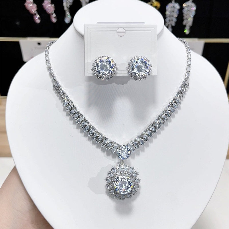 💎 ✨ Σετ κολιέ και σκουλαρίκια με λαμπερά κυβικά ζιρκόνια: Διαχρονική κομψότητα, η τέλεια επιλογή δώρου 💍