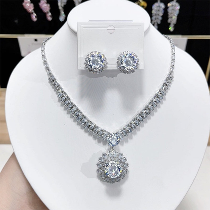 💎 ✨ Σετ κολιέ και σκουλαρίκια με λαμπερά κυβικά ζιρκόνια: Διαχρονική κομψότητα, η τέλεια επιλογή δώρου 💍