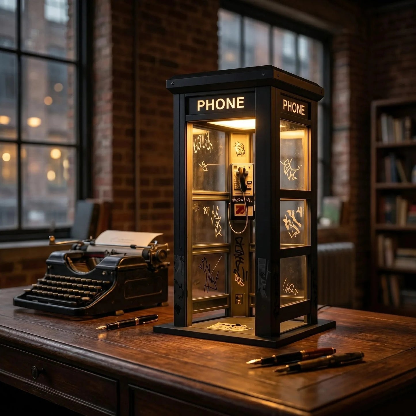 ✨⏰ EDICIÓN LIMITADA Lámpara de ambiente con forma de cabina telefónica vintage: diseño nostálgico con luz ambiental cálida 💡📞