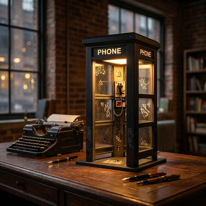 ✨⏰ EDICIÓN LIMITADA Lámpara de ambiente con forma de cabina telefónica vintage: diseño nostálgico con luz ambiental cálida 💡📞