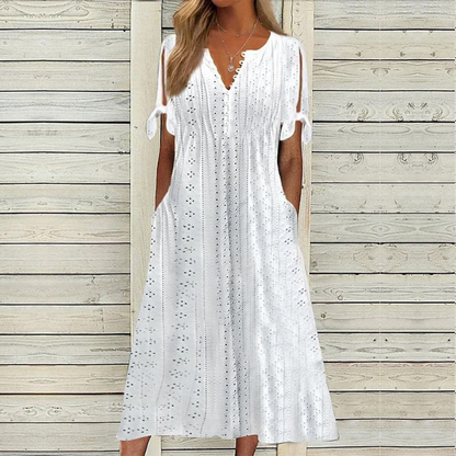 【🏆Προϊόντα με τις μεγαλύτερες πωλήσεις】👗 Απλό και ντελικάτο μονόχρωμο φόρεμα