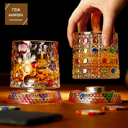 🥃【270ml】💎Ποτήρι ουίσκι περιστρεφόμενο 360°, βαμμένο ποτήρι ποτού κατά του στρες