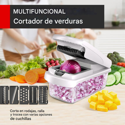 🥕🥕 Picadora de verduras 15 en 1 | Picadora de alimentos multifuncional con recipiente