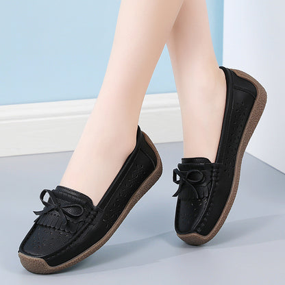 🌼【Μεγέθη 35-44】Γυναικεία καλοκαιρινά παπούτσια από γνήσιο δέρμα με κοίλωμα, αναπνεύσιμο και μαλακή σόλα
