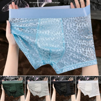 【L-4XL】Ανδρικό εσώρουχο από μετάξι Ice Mesh, Plus Size, αναπνεύσιμο.