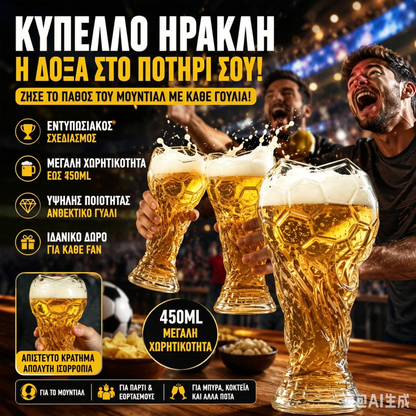 🏆 Ποτήρι μπύρας μεγάλης χωρητικότητας με ανάγλυφη διακόσμηση για πάρτι παρακολούθησης ποδοσφαίρου και μπαρ στο σπίτι