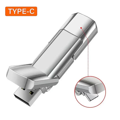 16TB USB Memory Stick Type-C Διπλή Διεπαφή, Μεταλλική Μονάδα Flash Υψηλής Ταχύτητας, Συμβατό με Τηλέφωνο και Υπολογιστή, Σχεδίαση σε Στυλ Sports Car