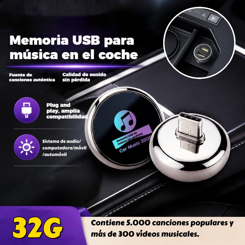 【32G】Μεταλλική μονάδα flash USB 32GB για μουσική αυτοκινήτου με ποιότητα ήχου χωρίς απώλειες【Περιέχει 5000 τραγούδια】