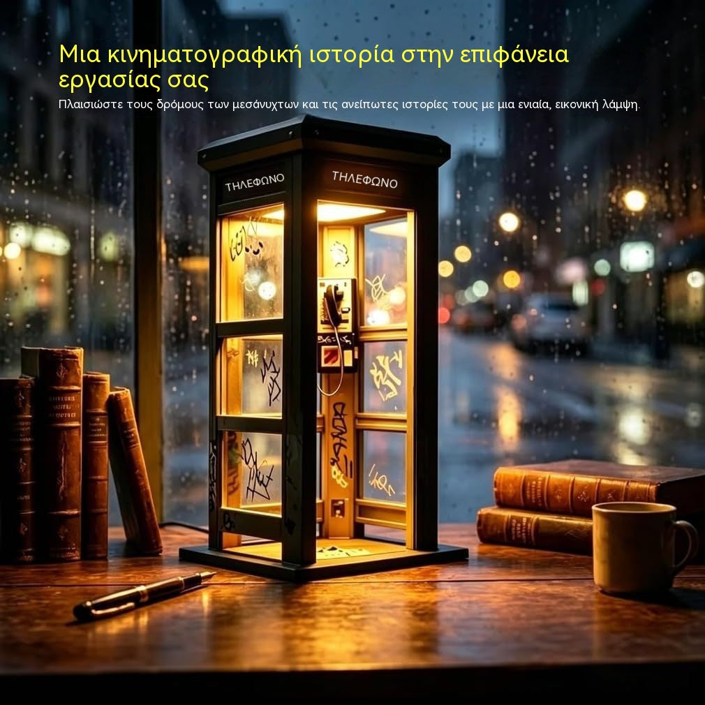 ✨⏰ EDICIÓN LIMITADA Lámpara de ambiente con forma de cabina telefónica vintage: diseño nostálgico con luz ambiental cálida 💡📞