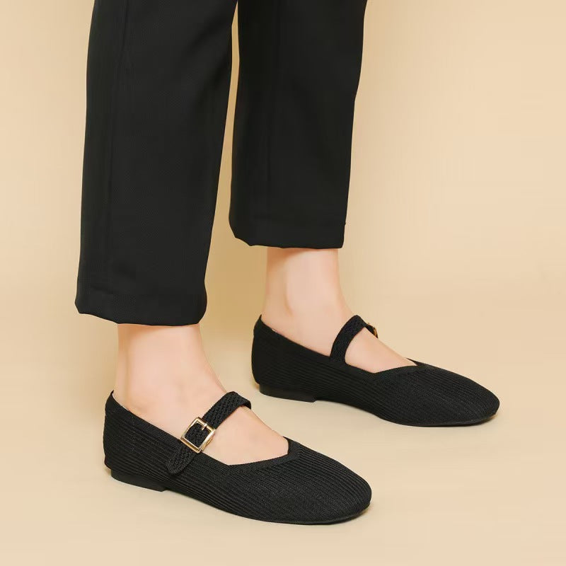 👞 ΠΕΡΙΟΡΙΣΜΕΝΗ ΔΙΑΡΚΕΙΑ ΕΚΠΤΩΣΗΣ 50%! ✨ Αεριζόμενες μπαλαρίνες με τετράγωνη μύτη – Πλεκτές, ελαφριές, άνετες 👣