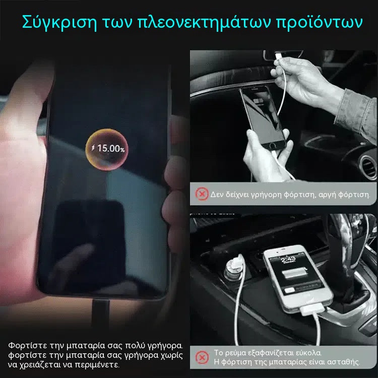 🚗⚡Ανασυρόμενος φορτιστής αυτοκινήτου 4 σε 1, υπερταχύς φορτιστής τηλεφώνου 66W.