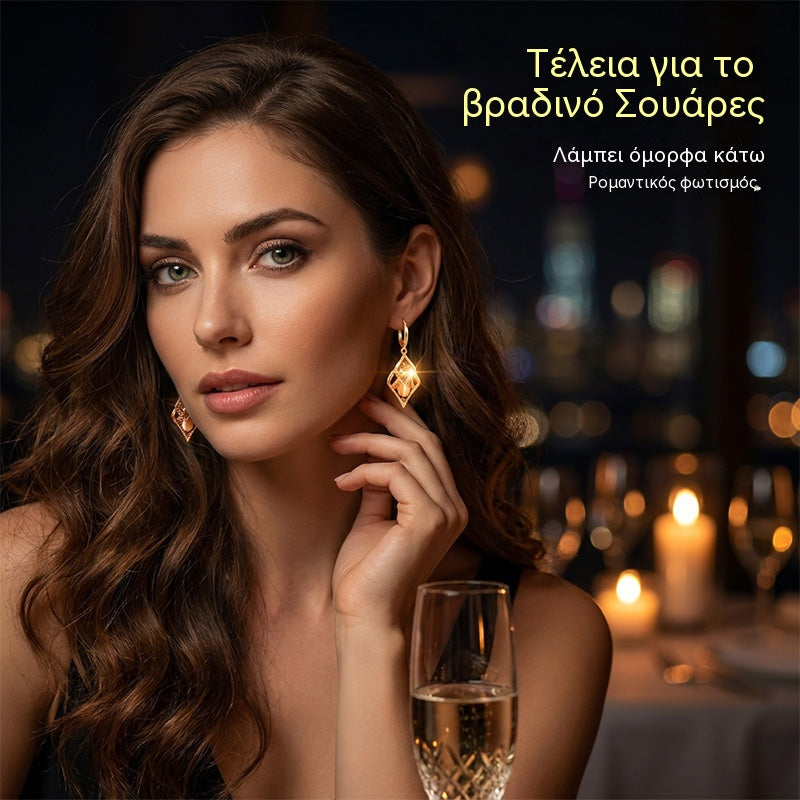 💖🍃 Κομψά σκουλαρίκια σε σχήμα γάτας με σταγόνα και διακοσμητικό φύλλο ✨