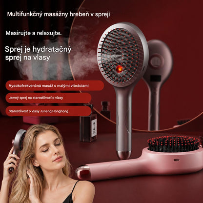 💆‍♀️Masážny hrebeň s funkciou rozprašovania uvoľňuje pokožku hlavy, je vhodný na styling a domácu starostlivosť o vlasy a má tiež funkciu vibračnej masáže.