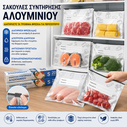🔥🔥Σύνολο 30 αντιβακτηριδιακές σακούλες από αλουμινόχαρτο, εξαιρετικά εύχρηστες, για να διατηρούν τη φρεσκάδα τους.