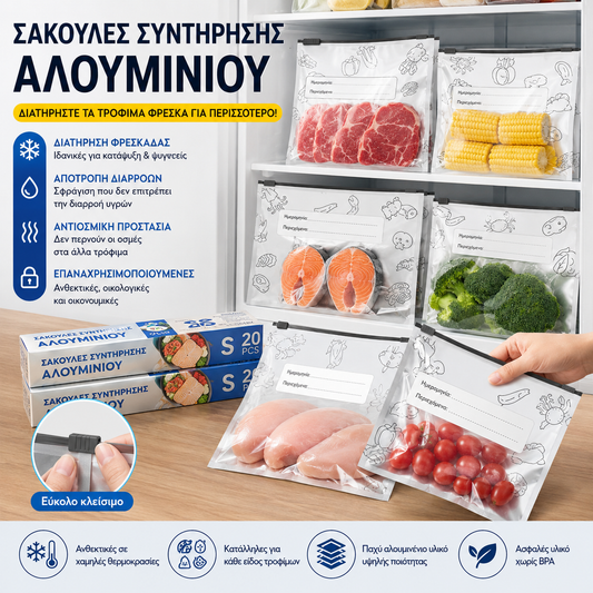 🔥🔥Σύνολο 30 αντιβακτηριδιακές σακούλες από αλουμινόχαρτο, εξαιρετικά εύχρηστες, για να διατηρούν τη φρεσκάδα τους.