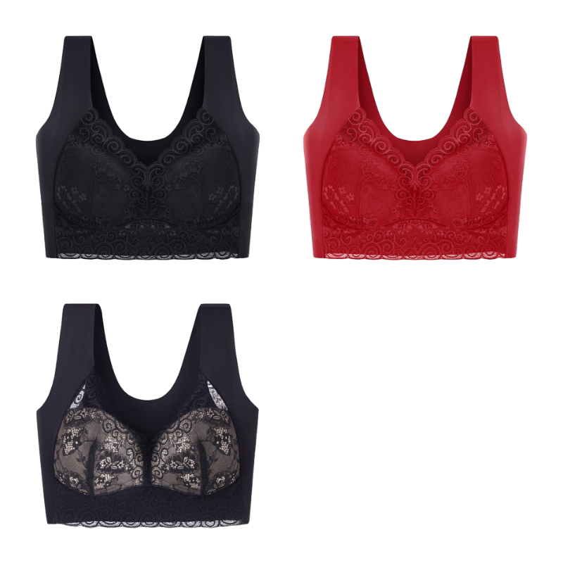 【Σετ των 3】💗 Γυναικείο σουτιέν Plus Size, εξαιρετικά άνετο - Κατάλληλο για πιο γεμάτο στήθος, διορθώνει τη χαλάρωση, χωρίς ραφές, αδυνάτισμα💥【40-110KG】