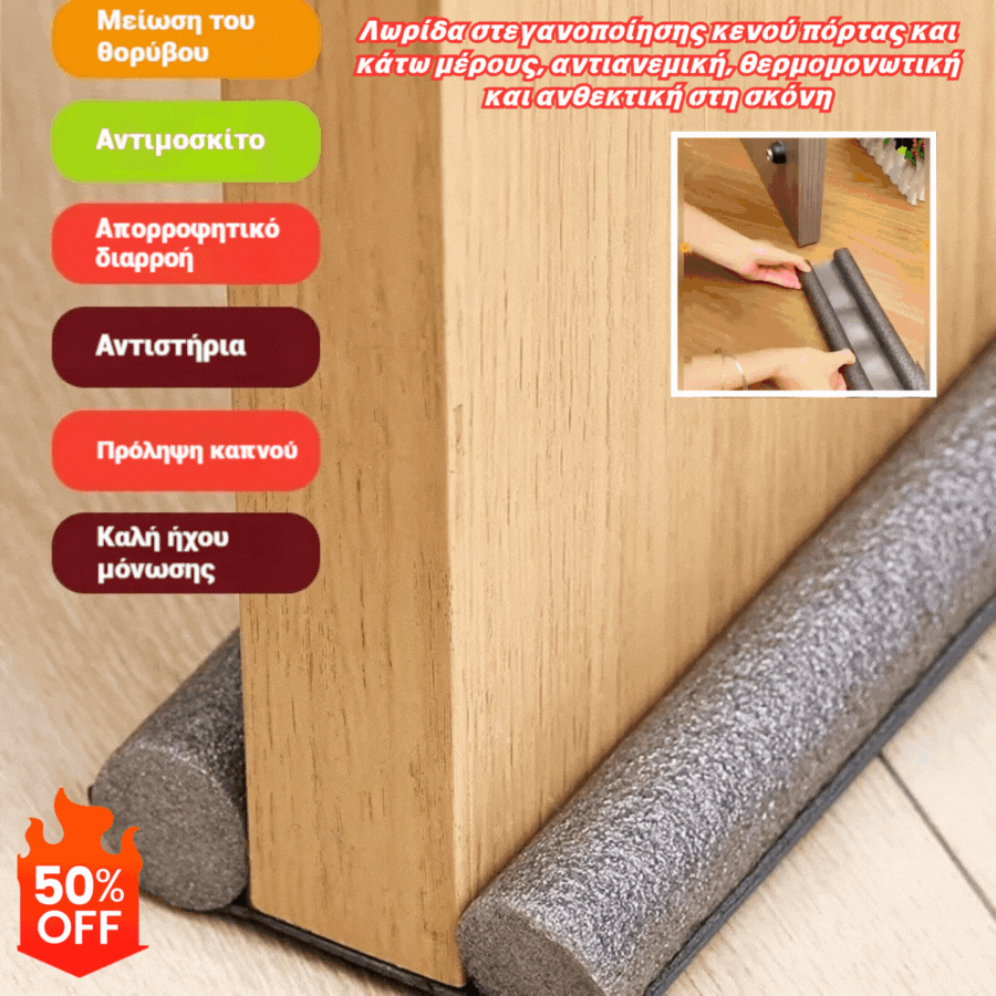 🔥Αγοράστε 1 και πάρτε 1 δωρεάν🔥🚪Λωρίδα στεγανοποίησης κενού πόρτας και κάτω μέρους, αντιανεμική, θερμομονωτική και ανθεκτική στη σκόνη💨