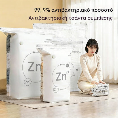 🧳【Σετ 5 τεμαχίων】💨 Μεγάλη, συμπιέσιμη τσάντα αποθήκευσης κενού αέρος: δεν απαιτείται αντλία, στεγανή και ιδανική για εξοικονόμηση χώρου στις βαλίτσες και στο σπίτι ✈️