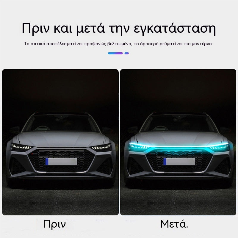 🌞50% έκπτωση! ✨Φώτα LED για το καπό αυτοκινήτου – Δυναμική έναρξη σάρωσης, Αδιάβροχα, Universal 12V, Πακέτο αξεσουάρ αυτοκινήτου