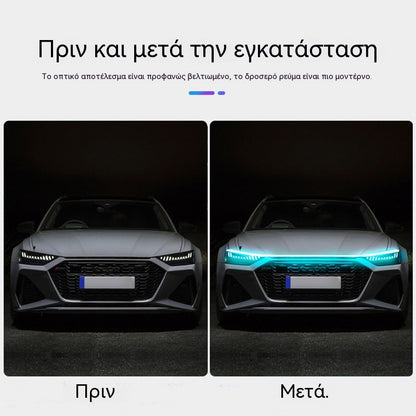 🌞50% έκπτωση! ✨Φώτα LED για το καπό αυτοκινήτου – Δυναμική έναρξη σάρωσης, Αδιάβροχα, Universal 12V, Πακέτο αξεσουάρ αυτοκινήτου