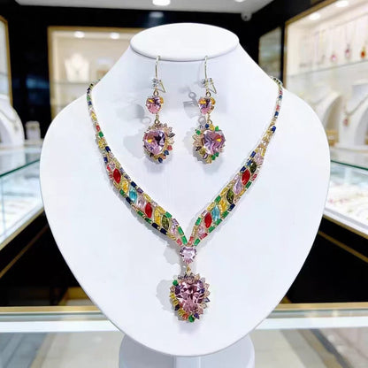 💎 Περιορισμένης διάρκειας έκπτωση 50%! ✨ Σετ κοσμημάτων με αστραφτερή καρδιά: Κολιέ και σκουλαρίκια, κομψό και ελαφρύ 💖
