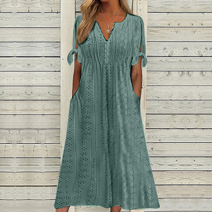 【🏆Προϊόντα με τις μεγαλύτερες πωλήσεις】👗 Απλό και ντελικάτο μονόχρωμο φόρεμα