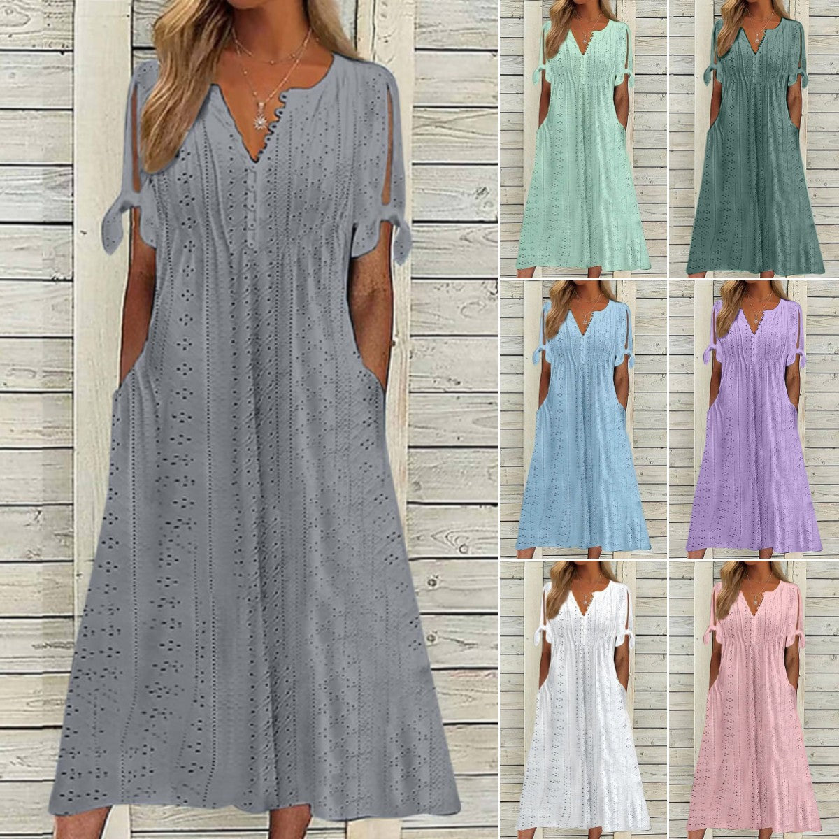【🏆Προϊόντα με τις μεγαλύτερες πωλήσεις】👗 Απλό και ντελικάτο μονόχρωμο φόρεμα