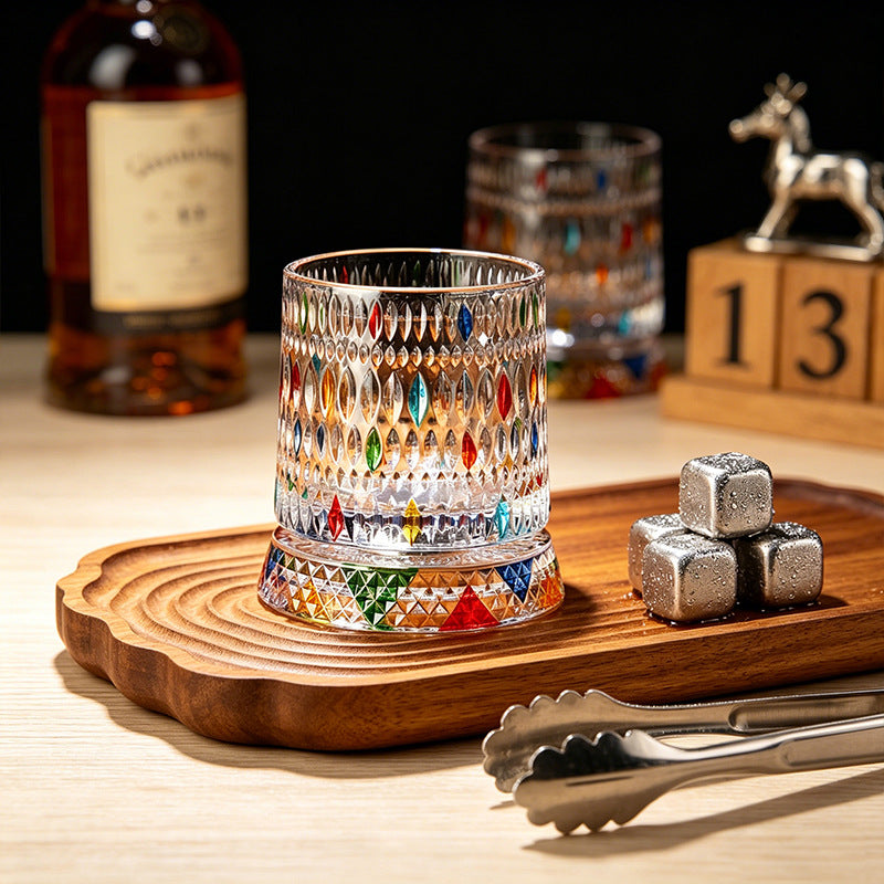 🥃【270ml】💎Ποτήρι ουίσκι περιστρεφόμενο 360°, βαμμένο ποτήρι ποτού κατά του στρες