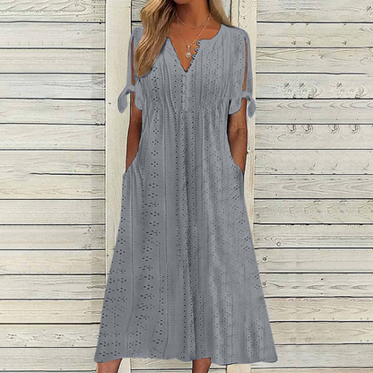 【🏆Προϊόντα με τις μεγαλύτερες πωλήσεις】👗 Απλό και ντελικάτο μονόχρωμο φόρεμα