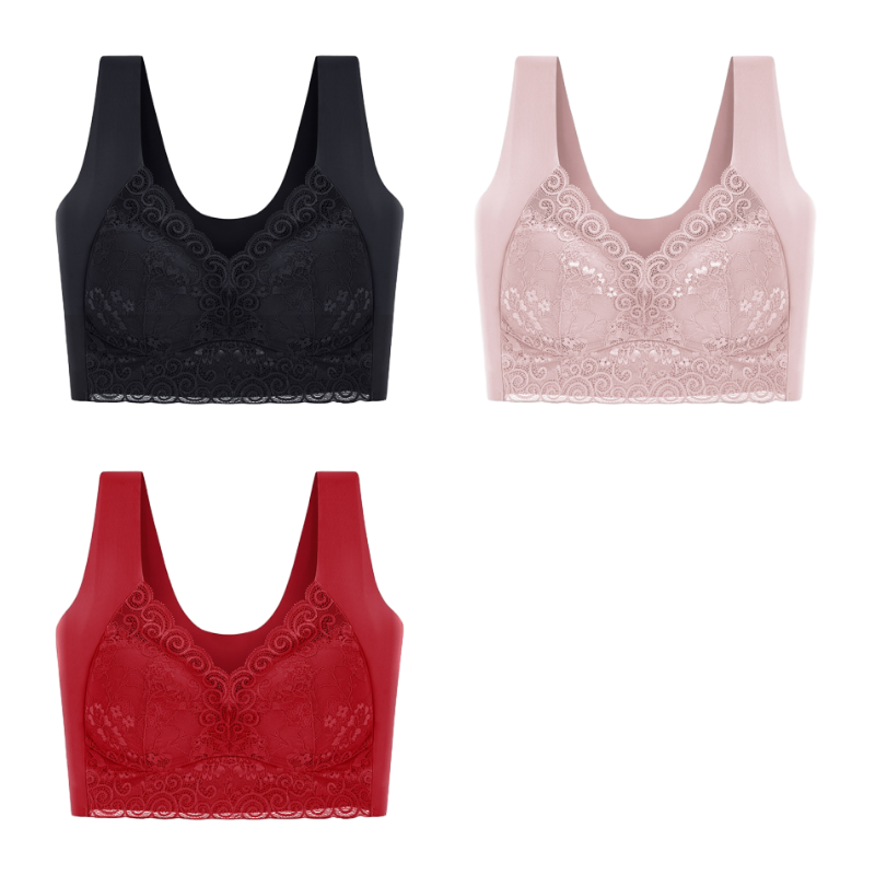 【Σετ των 3】💗 Γυναικείο σουτιέν Plus Size, εξαιρετικά άνετο - Κατάλληλο για πιο γεμάτο στήθος, διορθώνει τη χαλάρωση, χωρίς ραφές, αδυνάτισμα💥【40-110KG】