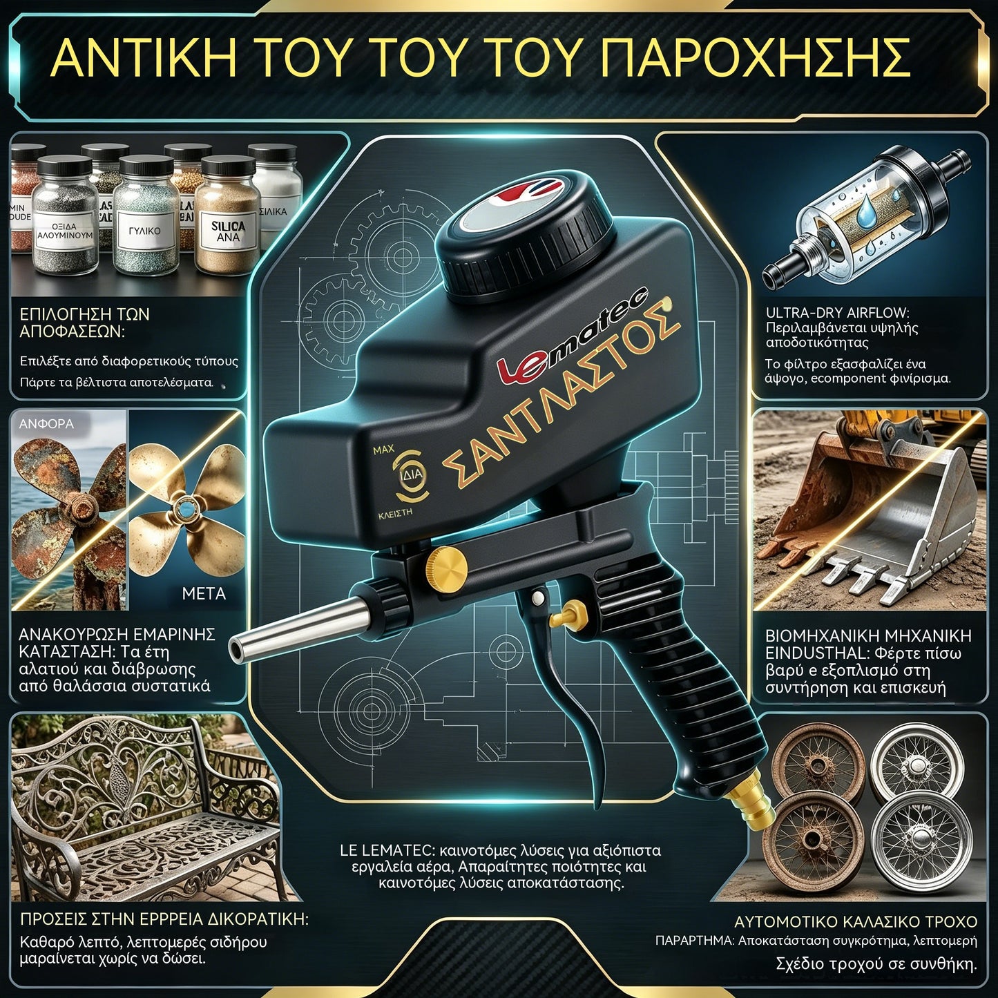 🔫✨ Φορητό πιστόλι αμμοβολής με τροφοδοσία βαρύτητας – για αφαίρεση σκουριάς, χάραξη και αφαίρεση γρεζιών