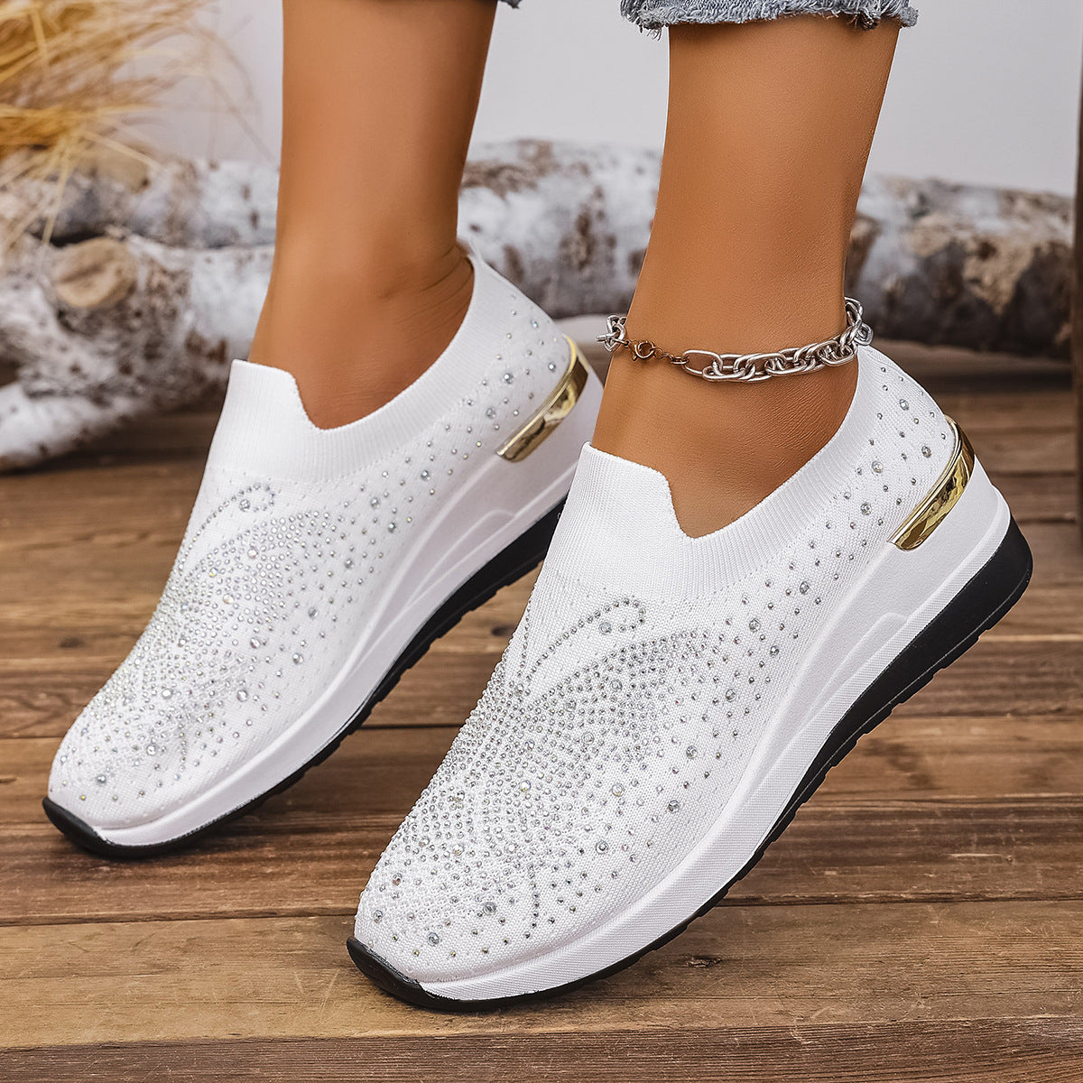 【37-44】👟Γυναικεία αθλητικά παπούτσια με πεταλούδες και στρας - αστράφτουν με κάθε βήμα ✨