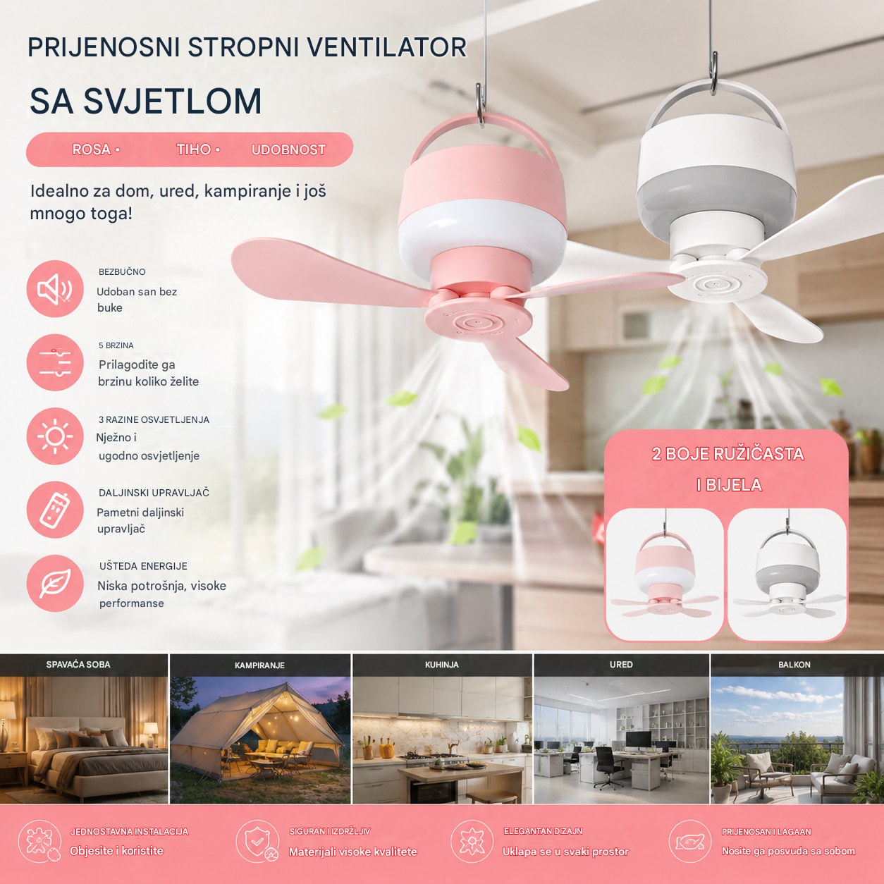⏰ Vremenski ograničena ponuda: Punjivi stropni ventilator s LED svjetlom! 🌬️✨