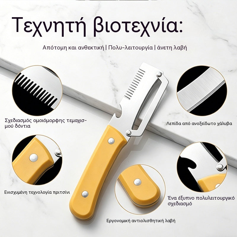✅Αγοράστε 1 και πάρτε 1 δωρεάν (2 είδη) 🧅🔪 Πολυλειτουργικός αποφλοιωτής κουζίνας 3 σε 1: Ξεφλουδίστε, κόψτε και ανοίξτε μπουκάλια! 🔥