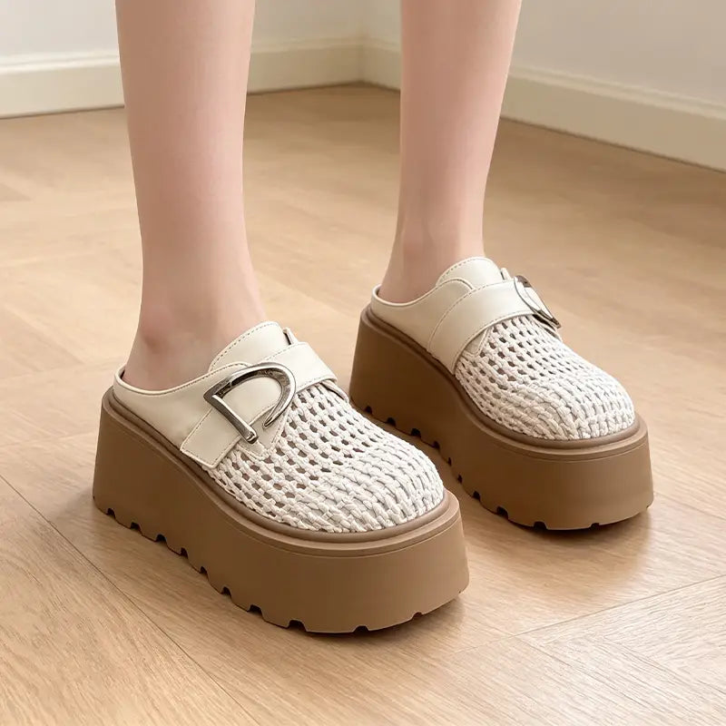 Καλοκαιρινά Τσόκαρα με Ψηλή Πλατφόρμα: Αναπνέον Πλεκτό Σχεδιασμός, Ρετρό-Μοντέρνο Στυλ, Μεγέθη 35-40