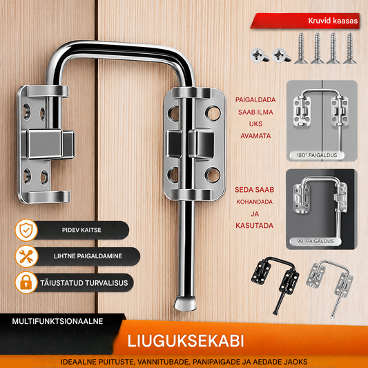 🔒Siseukseluuk ilma puurimiseta, vargusvastane universaalne lukk 90 kraadi ja 180 kraadi🚪