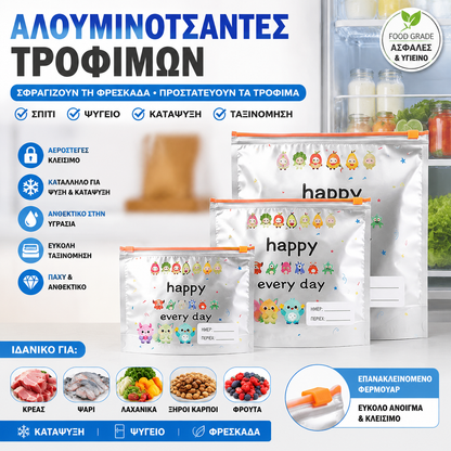 (30 σακούλες)♻️Οικιακές σακούλες αποθήκευσης τροφίμων από αλουμινόχαρτο, κατάλληλες για τρόφιμα, επαναχρησιμοποιούμενες