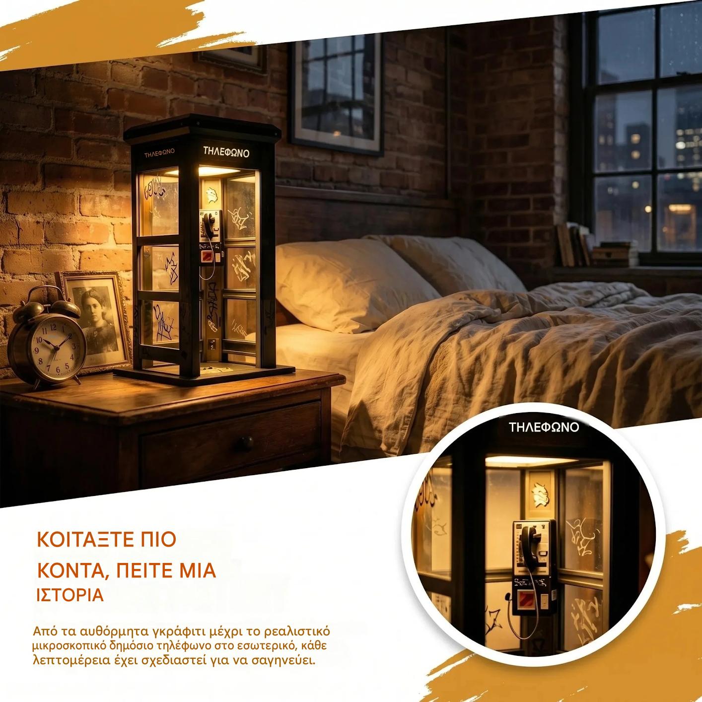 ✨⏰ EDICIÓN LIMITADA Lámpara de ambiente con forma de cabina telefónica vintage: diseño nostálgico con luz ambiental cálida 💡📞