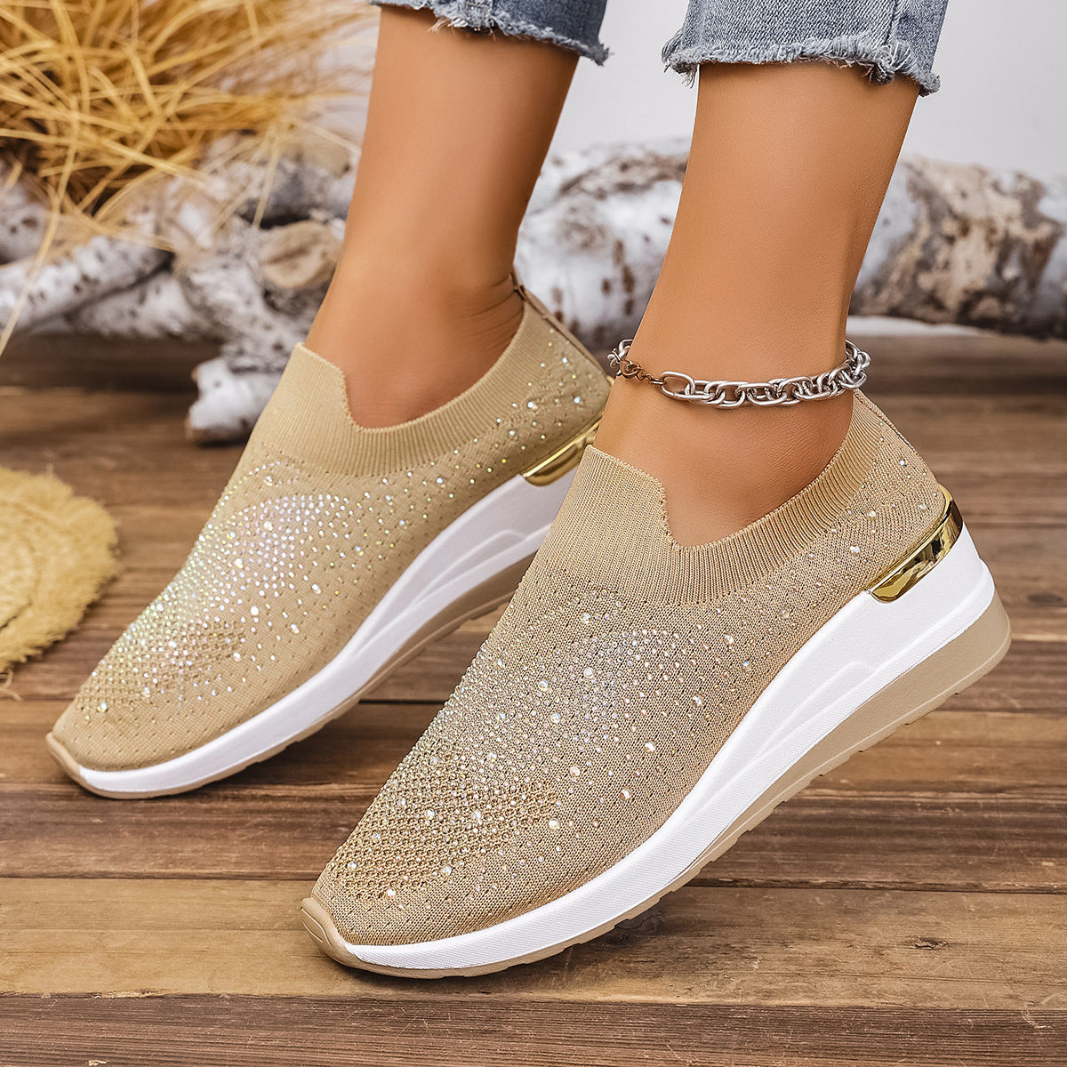 【37-44】👟Γυναικεία αθλητικά παπούτσια με πεταλούδες και στρας - αστράφτουν με κάθε βήμα ✨