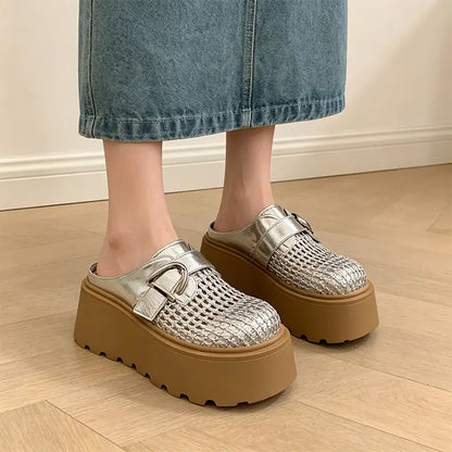 Καλοκαιρινά Τσόκαρα με Ψηλή Πλατφόρμα: Αναπνέον Πλεκτό Σχεδιασμός, Ρετρό-Μοντέρνο Στυλ, Μεγέθη 35-40